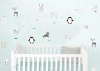 Arctic Penguin and Friends - Fabric Nursery Wall Art Decals, front view - House Of Avana
