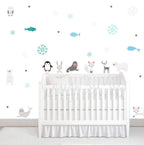 Arctic Penguin and Friends - Fabric Nursery Wall Art Decals, back view - House Of Avana