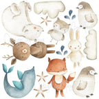 Arctic Polar Bear and Friends - Fabric Nursery Wall Art Decals, side view - House Of Avana