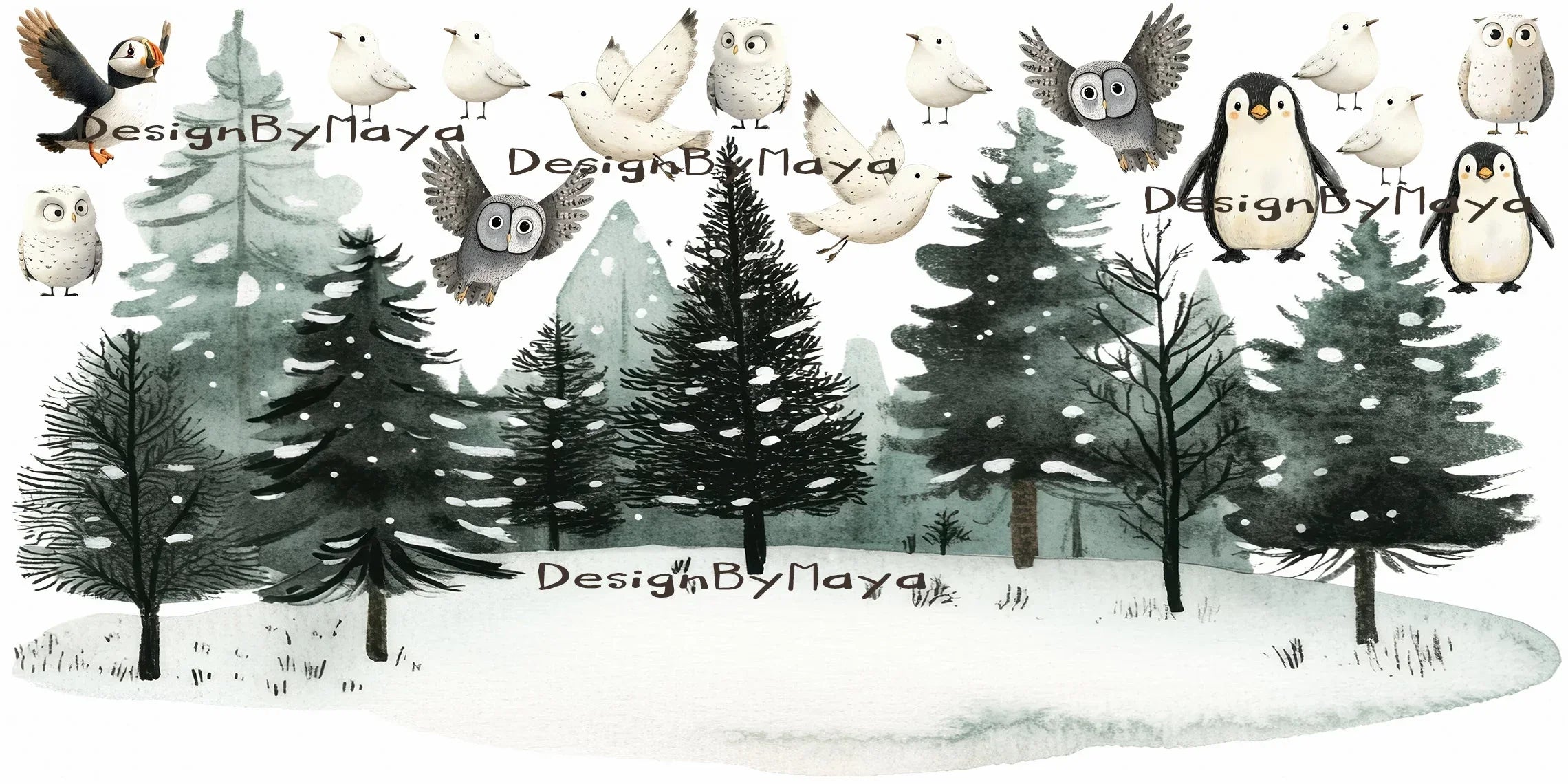 Arctic Animal Friends - Fabric Nursery Wall Art Decals