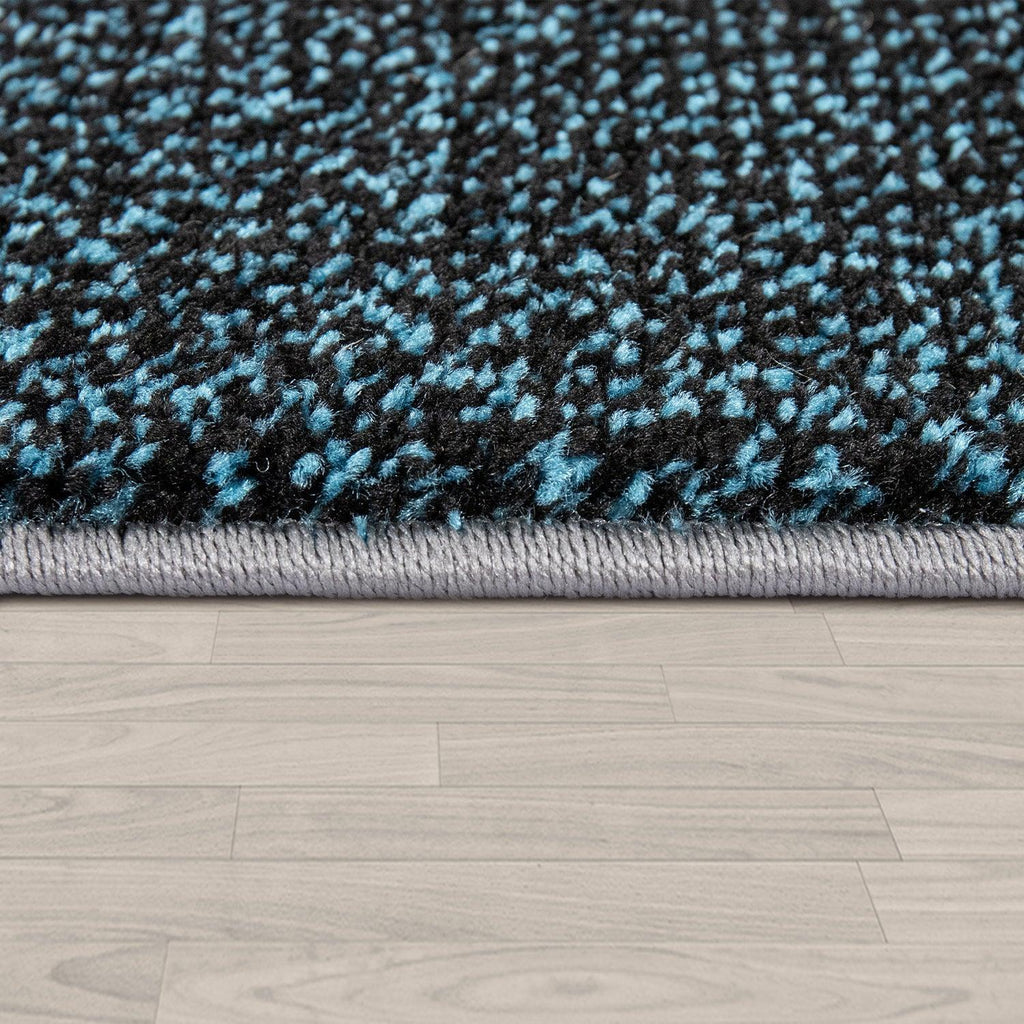 Living Room Rug Madeira Bordered with Geometric Pattern - Grey Blue RugYourHome
