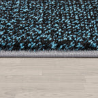 Living Room Rug Madeira Bordered with Geometric Pattern - Grey Blue RugYourHome