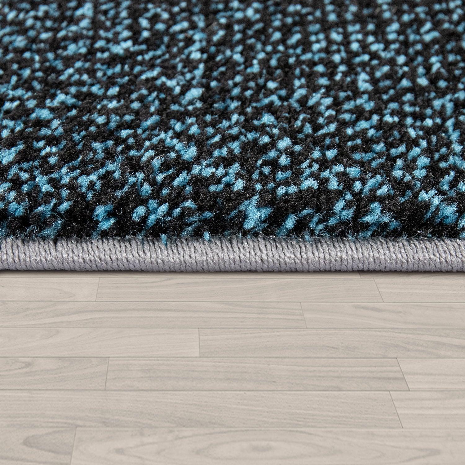 Living Room Rug Madeira Bordered with Geometric Pattern - Grey Blue RugYourHome