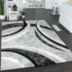 Area Rug Brilliance Grey White Geometric Pattern RugYourHome