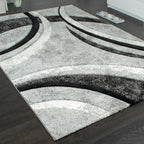 Area Rug Brilliance Grey White Geometric Pattern RugYourHome