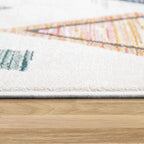 Area Rug Cream Low-Pile Boho Style Colorful Diamond Pattern RugYourHome