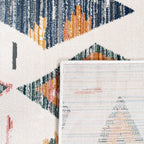 Area Rug Cream Low-Pile Boho Style Colorful Diamond Pattern RugYourHome