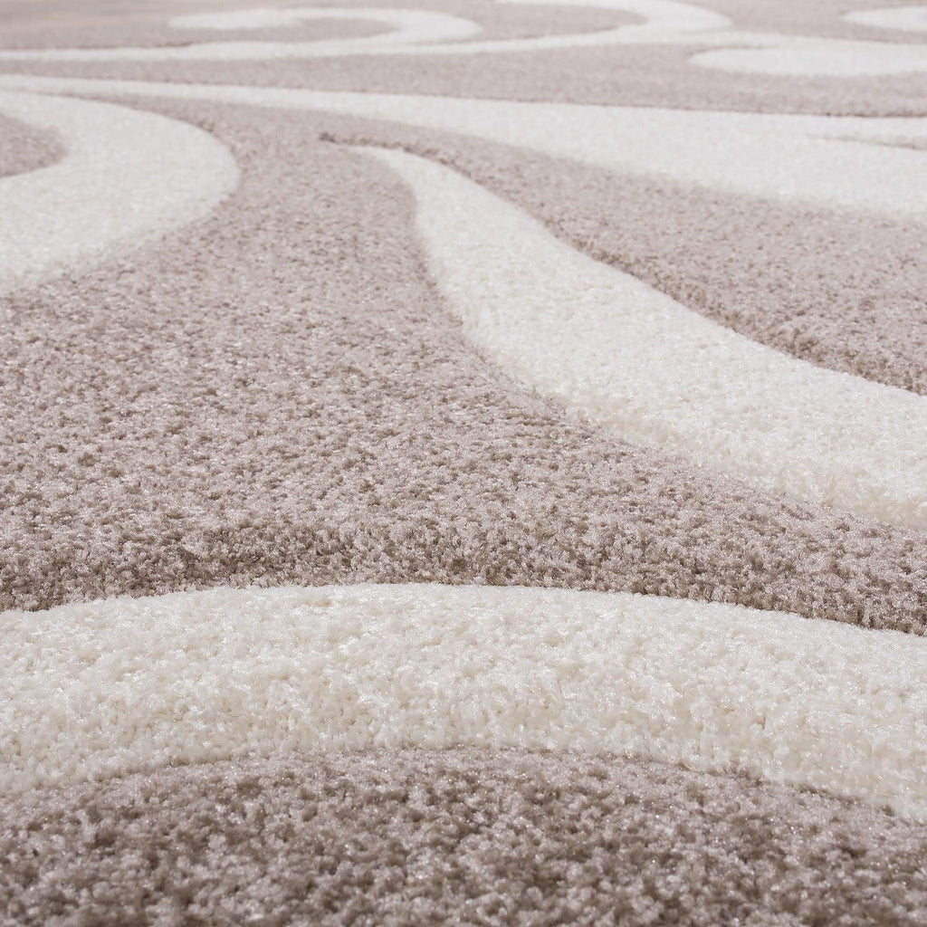 Area Rug Lafleur Modern Floral Pattern with Contour Cut - Beige RugYourHome