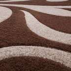 Area Rug Lafleur Modern Floral Pattern with Contour Cut - Brown RugYourHome