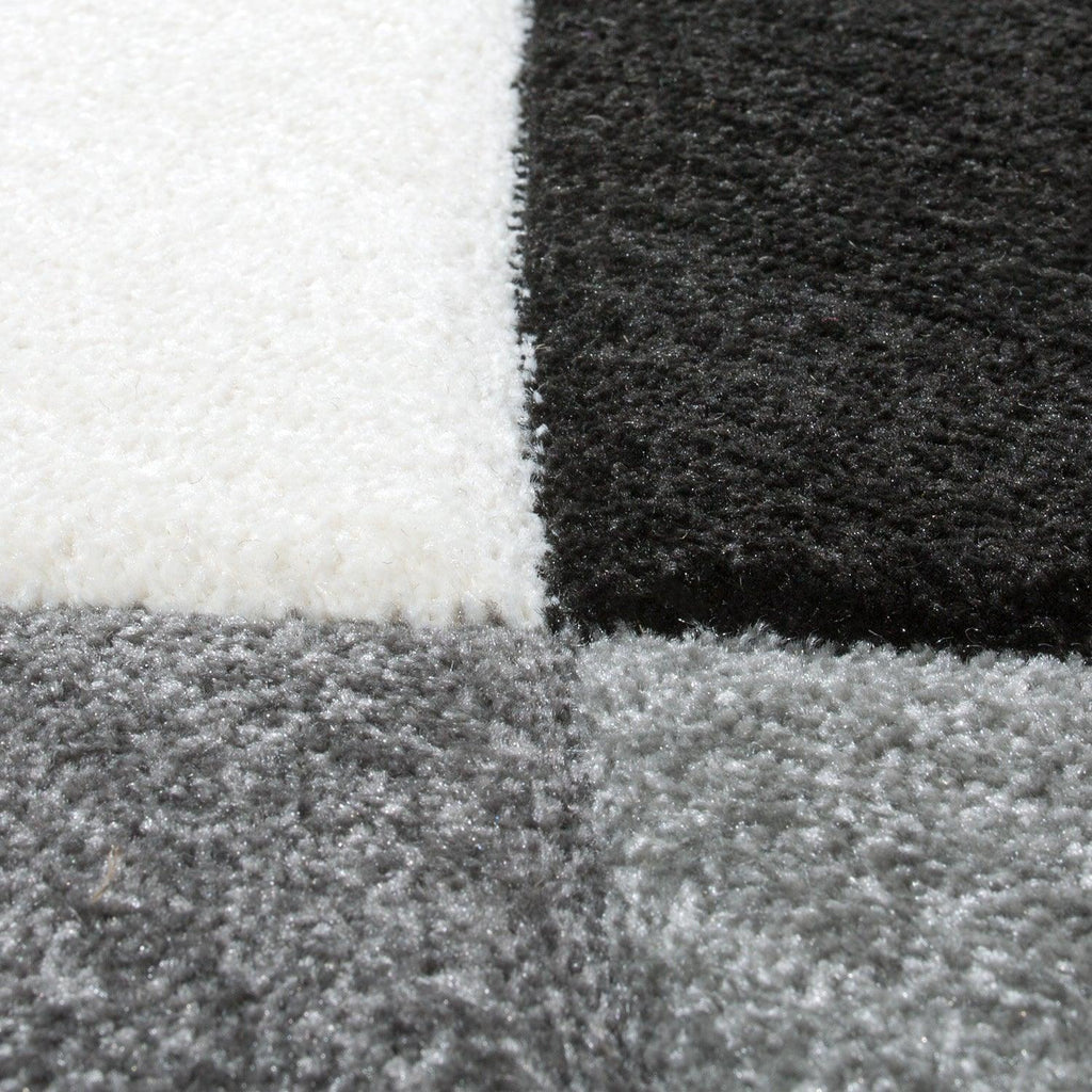 Area Rug Madeira Abstract Curved Pattern - Black White RugYourHome