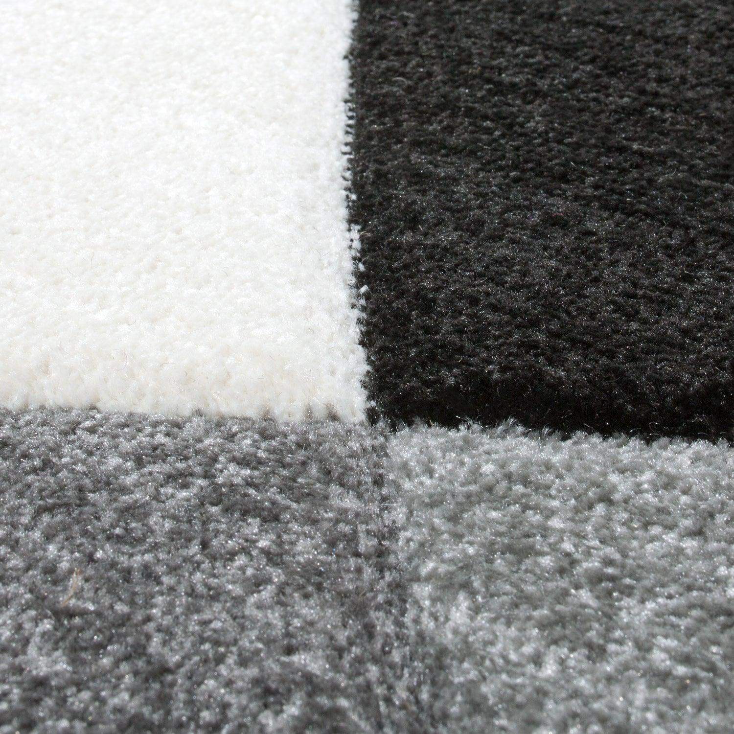 Area Rug Madeira Abstract Curved Pattern - Black White RugYourHome