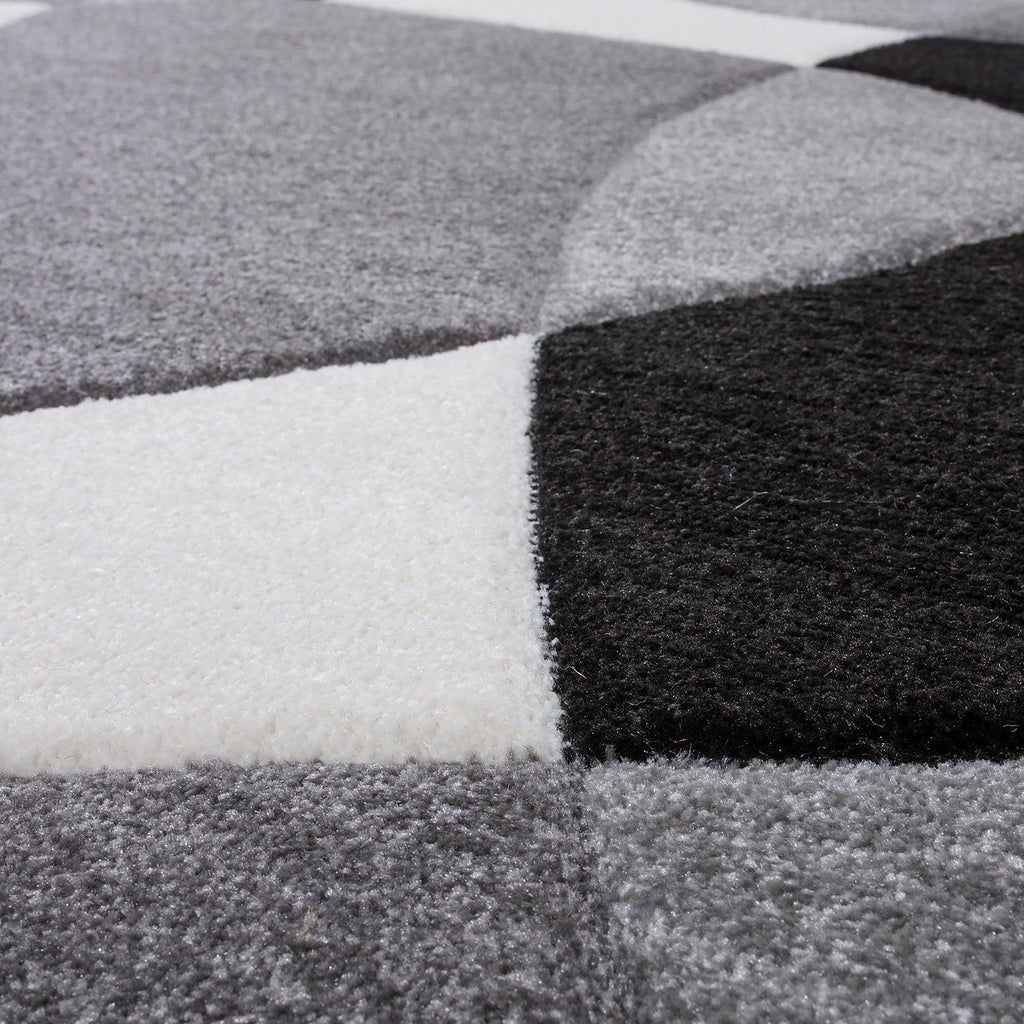 Area Rug Madeira Abstract Curved Pattern - Black White RugYourHome