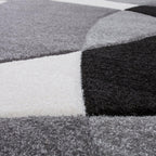 Area Rug Madeira Abstract Curved Pattern - Black White RugYourHome