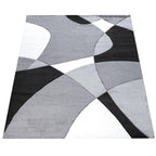 Area Rug Madeira Abstract Curved Pattern - Black White RugYourHome