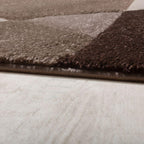 Area Rug Madeira Abstract Curved Pattern - Brown Beige RugYourHome