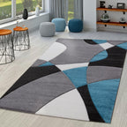 Area Rug Madeira Abstract Curved Pattern - Grey Blue RugYourHome