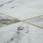 Area Rug Marble Pattern Checkered in Grey Gold Beige RugYourHome
