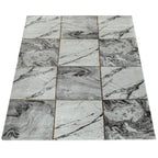 Area Rug Marble Pattern Checkered in Grey Gold Beige RugYourHome