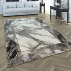 Area Rug Marble Pattern Hardwearing in Grey Gold Beige RugYourHome