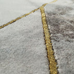 Area Rug Marble Pattern Hardwearing in Grey Gold Beige RugYourHome