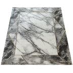 Area Rug Marble Pattern Hardwearing in Grey Gold Beige RugYourHome