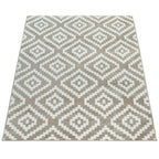 Area Rug Stella Moroccan Diamond Pattern - Pastel Beige White - House of Avana