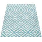 Area Rug Stella Moroccan Diamond Pattern - Pastel Blue White - House of Avana
