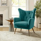 Velvet Wingback Arm Chair with Luxurious Upholstery, alternate view - House Of Avana