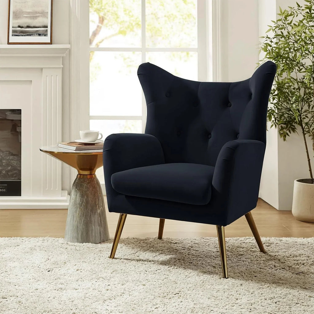 Velvet Wingback Arm Chair with Luxurious Upholstery, alternate view - House Of Avana