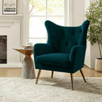 Velvet Wingback Arm Chair with Luxurious Upholstery, alternate view - House Of Avana