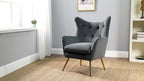 Velvet Wingback Arm Chair with Luxurious Upholstery, angled view - House Of Avana