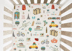 "around the World" - Minky / Jersey Crib Sheets, front view - House Of Avana