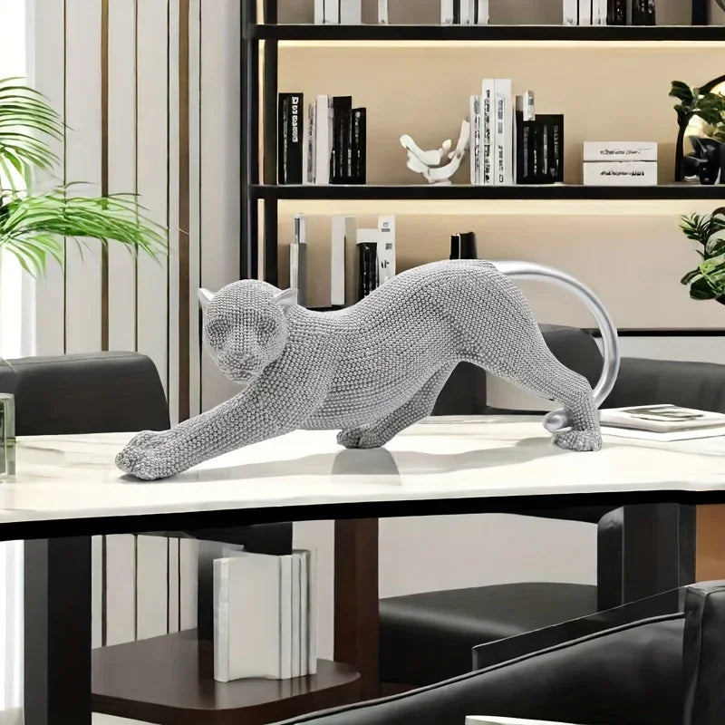 Artful Rhinestone Leopard Figurine Statue - House of Avana