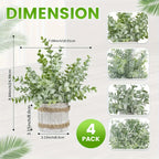 Green artificial eucalyptus potted plants in ceramic flowerpots, realistic decor - House of Avana