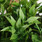 Green artificial fern potted plant with white PE finish and woven mimosa rope - House of Avana