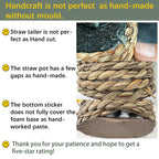 Green artificial fern potted plant with white PE finish and woven mimosa rope - House of Avana