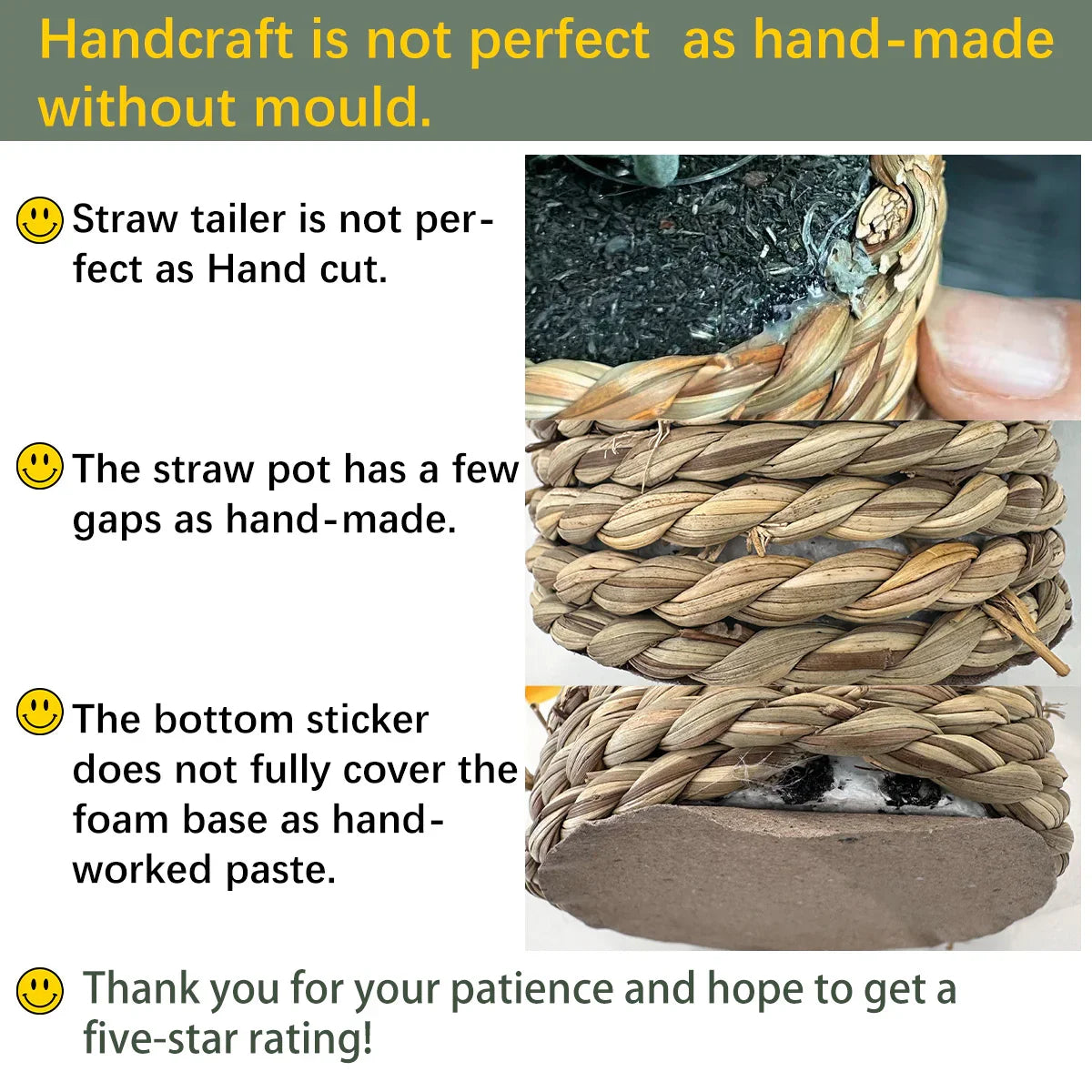 Green artificial fern potted plant with white PE finish and woven mimosa rope - House of Avana