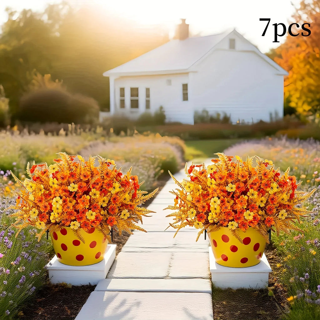 Artificial Flowers, Mixed Orange & Yellow Daisy, S Autumn Decoration - House Of Avana