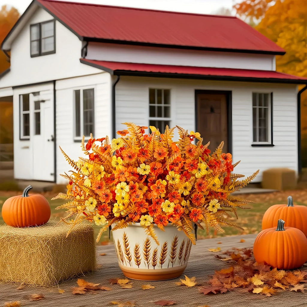 Artificial Flowers, Mixed Orange & Yellow Daisy, S Autumn Decoration - House Of Avana