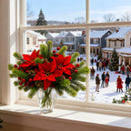 Artificial Flowers, Poinsettia Set of Branches with Pine - House Of Avana