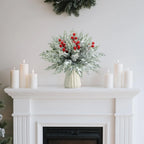 SHARKBEE 18pcs Artificial Pine Branches with Red Berry Picks 27.94cm Winter Christmas Greenery Fake Juniper Leaves Norfolk Pine Stems Needles for Craft Wreath Garland Vase House Of Avana