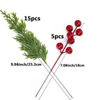 20pcs FREYSITE Artificial Pine Branches with Red Berries - 25.3cm Realistic Faux Evergreen Norfolk Pine & Cypress Stems, Lush Green Needles & Berry Stems for DIY Garland, Wreaths, Tabletop Centerpieces, Fireplace Mantel Decor House Of Avana
