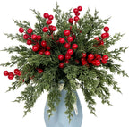 20pcs FREYSITE Artificial Pine Branches with Red Berries - 25.3cm Realistic Faux Evergreen Norfolk Pine & Cypress Stems, Lush Green Needles & Berry Stems for DIY Garland, Wreaths, Tabletop Centerpieces, Fireplace Mantel Decor House Of Avana