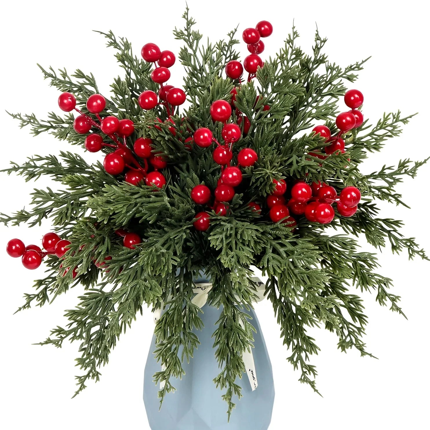 20pcs FREYSITE Artificial Pine Branches with Red Berries - 25.3cm Realistic Faux Evergreen Norfolk Pine & Cypress Stems, Lush Green Needles & Berry Stems for DIY Garland, Wreaths, Tabletop Centerpieces, Fireplace Mantel Decor House Of Avana