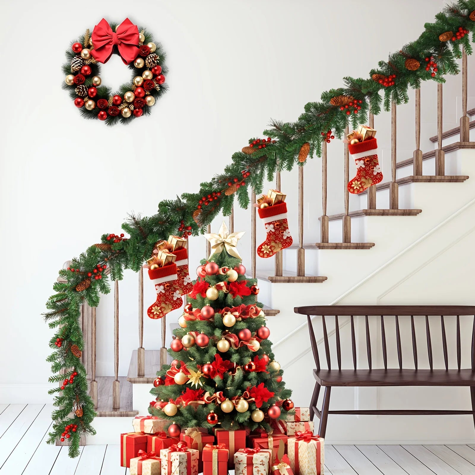 Artificial Pine Garland with Pine Cones, Extra Long - House Of Avana