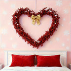 Artificial Poinsettia Garland 2-pack Faux Holly Ivy Vine, detail shot - House Of Avana