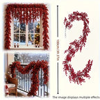 Artificial Poinsettia Garland 2-pack Faux Holly Ivy Vine - House Of Avana