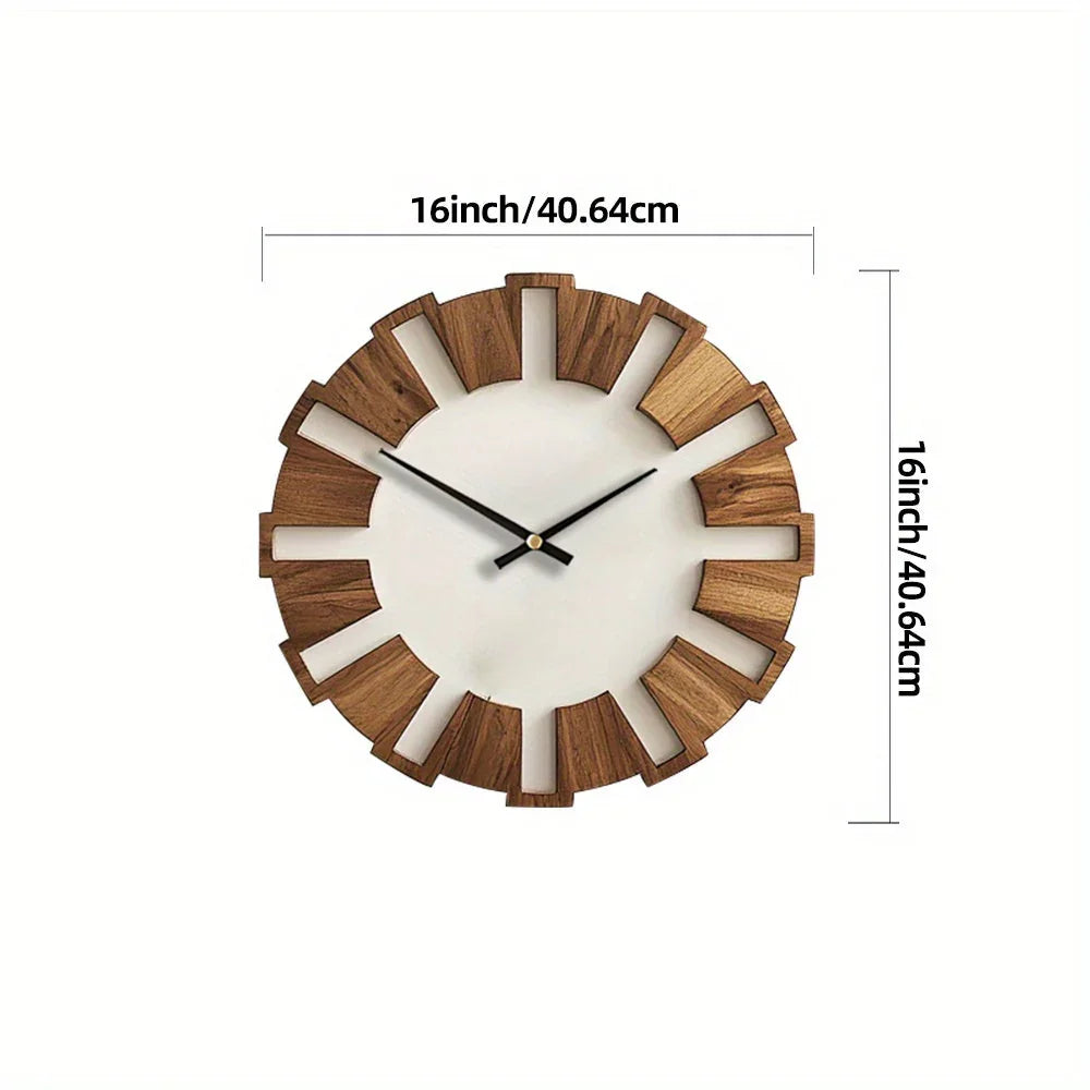 [Artistic Wooden Wall Clock] Artistic Silent Decorative Wooden Round Wall Clock | Battery Operated, Vintage Home Decor for Kitchen, Living Room, Bedroom, Office - 14, 16, 18 Inch House Of Avana
