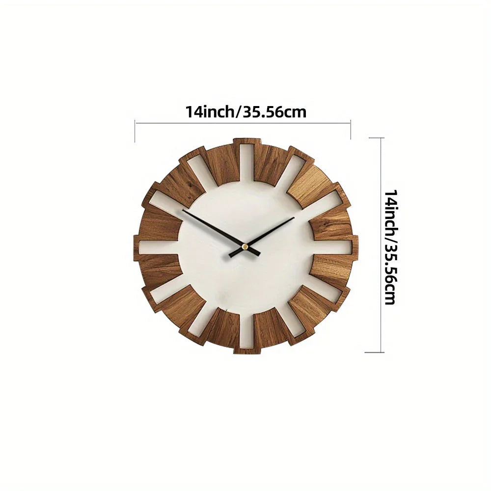 [Artistic Wooden Wall Clock] Artistic Silent Decorative Wooden Round Wall Clock | Battery Operated, Vintage Home Decor for Kitchen, Living Room, Bedroom, Office - 14, 16, 18 Inch House Of Avana