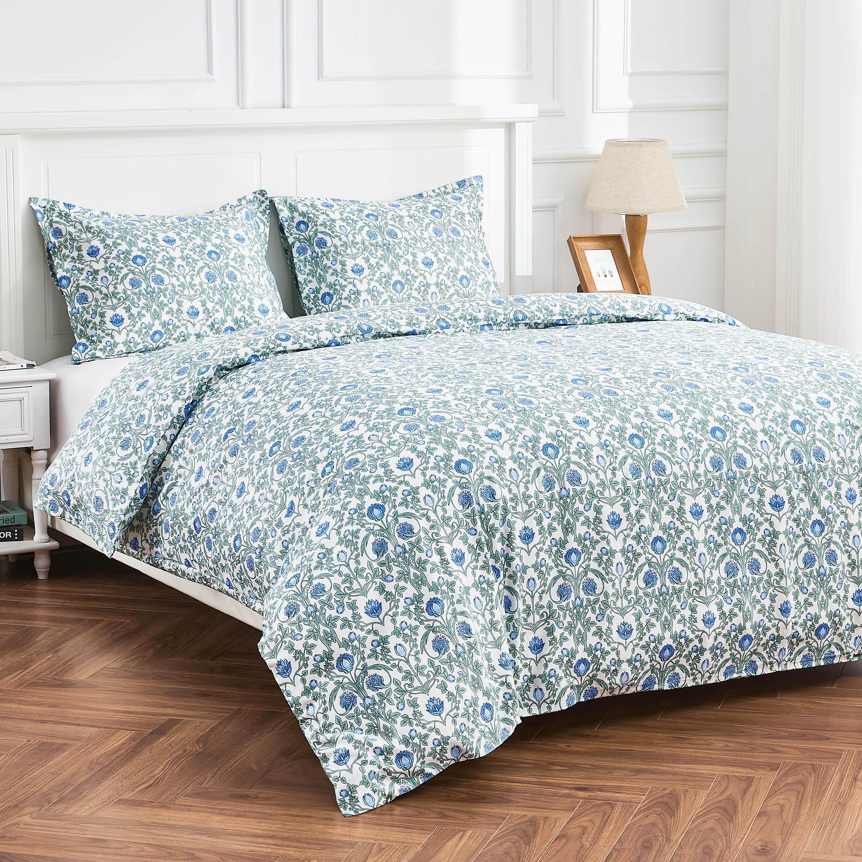 Arts & Crafts Floral Printed Duvet Set, texture detail - House Of Avana